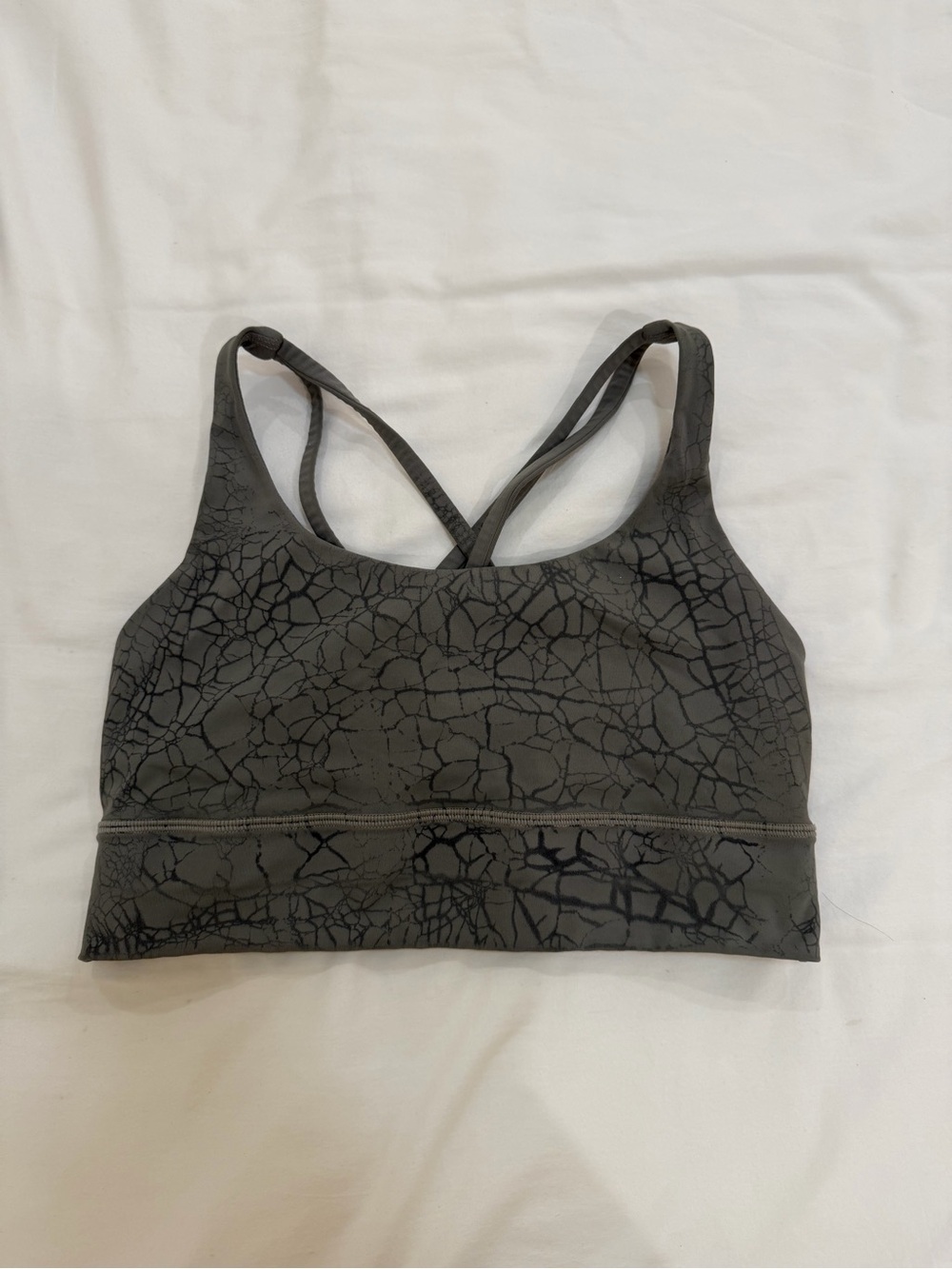 lululemon athletica Charcoal Gray Cracked-Print Sports Bra